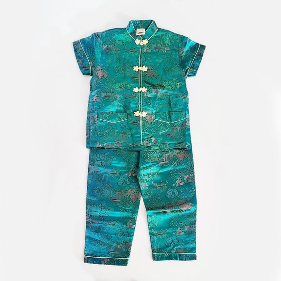 Vintage Children Traditional Chinese Pyjama Shirt and Pants Set - Size Youth 8 - Picture 1 of 14